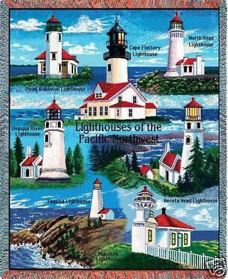 70x53 Pacific NW Lighthouse Throw Blanket