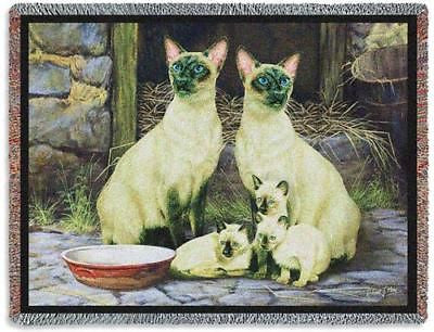 70x53 SIAMESE CAT Throw Blanket Tapestry Shoppe