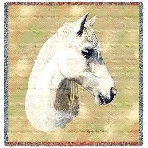 54x54 White Welsh Pony Horse Tapestry Throw Blanket