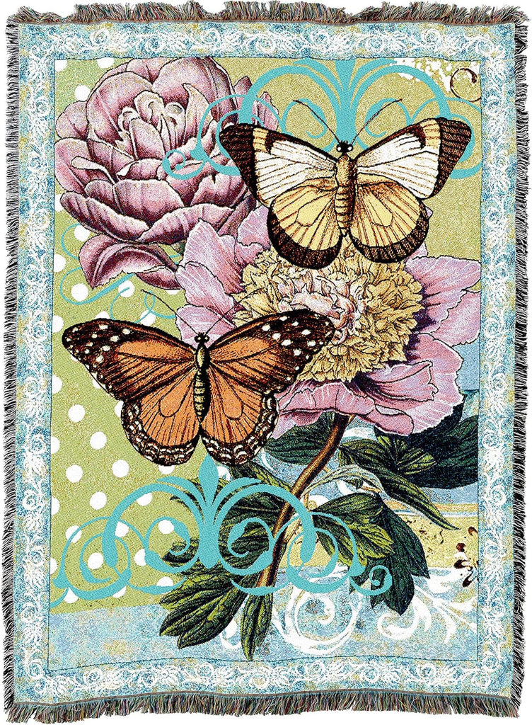 72x54 BUTTERFLY Floral Throw Blanket