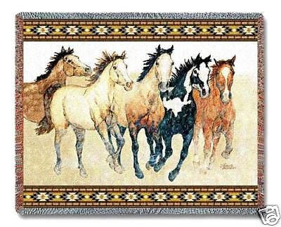 70x53 HORSES Running Southwest Throw Blanket
