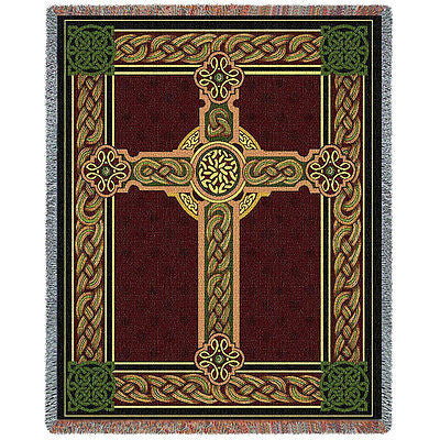 54x72 CELTIC CROSS Irish Knot Tapestry Afghan Throw Blanket
