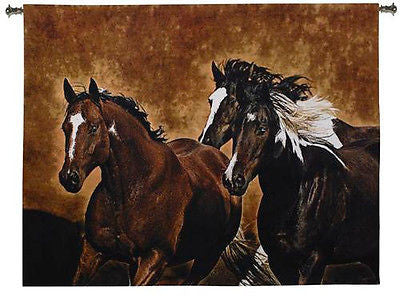 53x65 READY TO RUN Horses Western Tapestry Wall Hanging