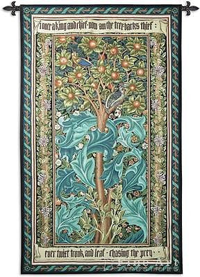 72x41 WOODPECKER William Morris Tapestry Wall Hanging