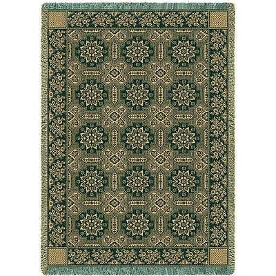 72x54 1845 Quilt Design Hunter Green Afghan Throw Blanket