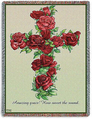 70x53 RED ROSE CROSS  Throw Blanket