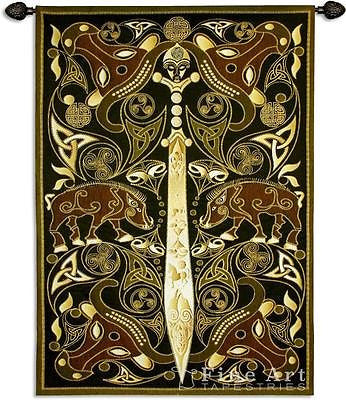 63x45 CELTIC WARRIOR Sword Medieval Tapestry Wall Hanging