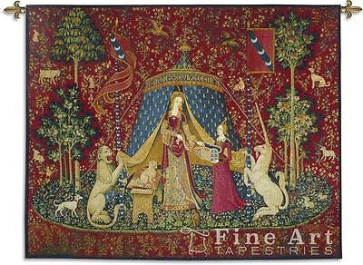 62x50 LADY & UNICORN Sense of Desire Medieval Tapestry Wall Hanging