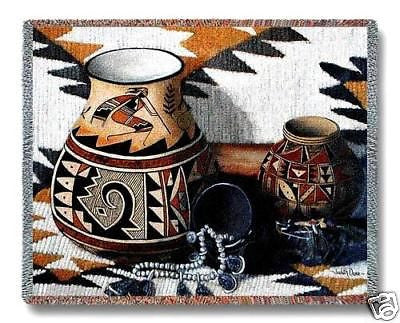 70x54 KOKOPELLI Pottery Southwest Afghan Throw Blanket