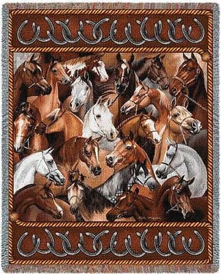 70x54 HORSES Bridled Throw Blanket