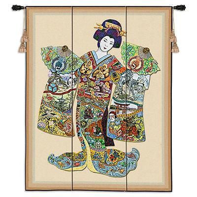 53x41 GEISHA Girl Oriental Asian Tapestry Wall Hanging
