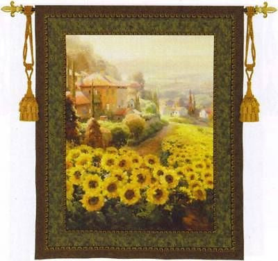 53x45 Fields of Gold Sunflower Floral Tapestry Wall Hanging