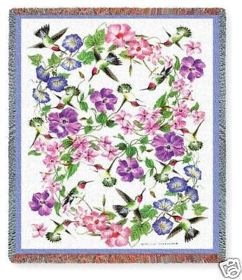 70x54 HUMMINGBIRD Floral Throw Blanket