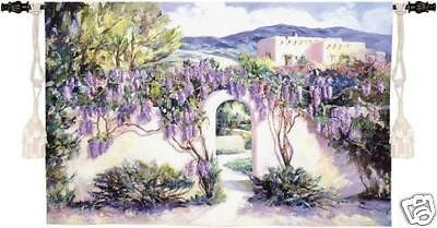 53x34 WISTFUL WISTERIA Floral Spanish Estate Tapestry Wall Hanging