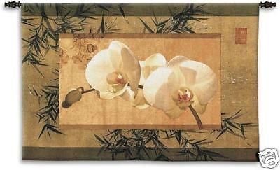 39x26 BAMBOO & ORCHIDS Tapestry Wall Hanging