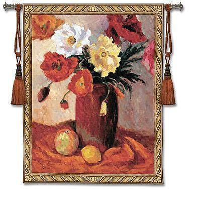 40x53 EARTHENWARE POPPIES Tapestry Wall Hanging