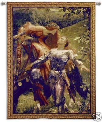 La Belle knight medieval tapestry wall hanging