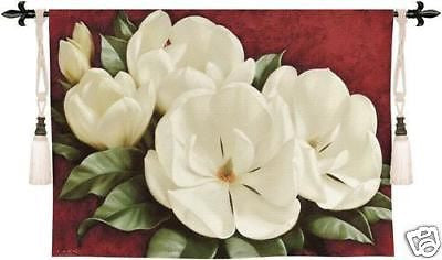53x33 MAGNOLIA CRIMSON Floral Tapestry Wall Hanging