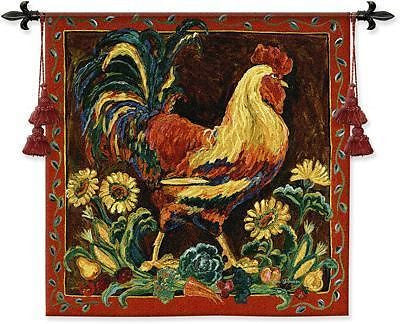 35x35 ROOSTER Floral Tapestry Wall Hanging