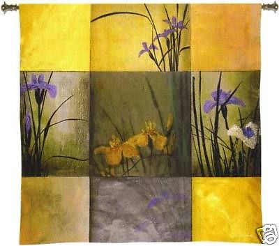 53x53 IRIS NINE PATCH Floral Tapestry Wall Hanging