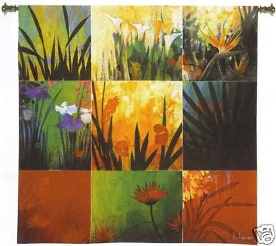 53x53 TROPICAL NINE PATCH Floral Tapestry Wall Hanging