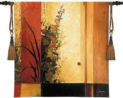53x53 HOLLYHOCK Asian Abstract Floral Tapestry Wall Hanging