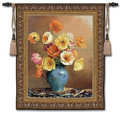 47x53 POETIC POPPIES Floral Tapestry Wall Hanging