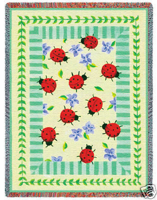 70x54 LADYBUG GARDEN Throw Blanket