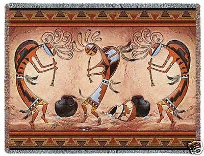 70x54 Kokopelli Pot Dance Throw Blanket