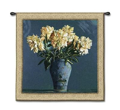 53x53 CHINA BLUE Floral Tapestry Wall Hanging