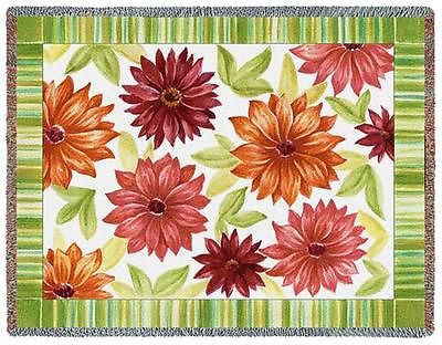 70x54 DAHLIAS Floral Throw Blanket
