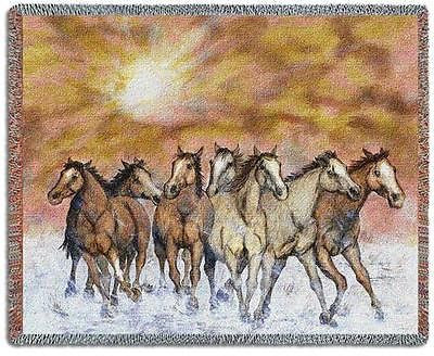 70x54 HORSE Sunset Run Throw Blanket