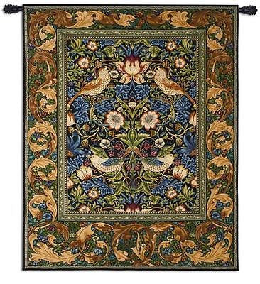 53x65 STRAWBERRY THIEF William Morris Birds Tapestry Wall Hanging