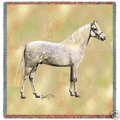 54x54 White Welsh Pony Horse Tapestry Throw Blanket