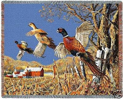 72x54 PHEASANT Bird Tapestry Throw Blanket