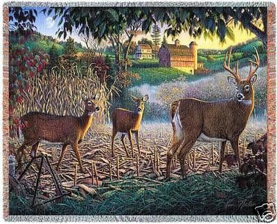 70x53 DEER Farm Throw Blanket