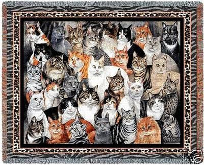 70x54 GROUP of CATS Throw Blanket